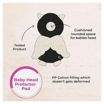 Baby safety Combo of Baby Muslin Helmet and Baby Head Protector with knee pads (Rainbow muslin Helmet + Grey owl Head protector + knee pads) (pack of 3) - NeonateCare India