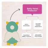 Baby safety Combo of Baby Muslin Helmet and Baby Head Protector with knee pads (Rainbow muslin Helmet + Grey owl Head protector + knee pads) (pack of 3) - NeonateCare India