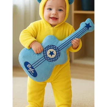 Soft Plush Guitar Pillow Cute Toy Pillow for Babies, Toddlers & Kids | Guitar Design - Blue - NeonateCare India