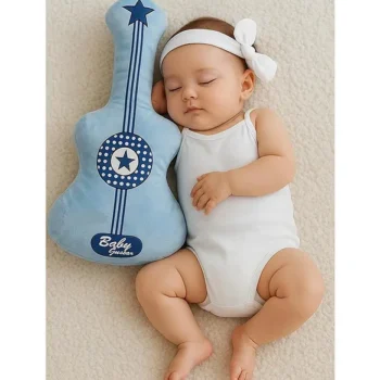Soft Plush Guitar Pillow Cute Toy Pillow for Babies, Toddlers & Kids | Guitar Design - Blue - NeonateCare India