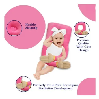 Baby Hugging Pillow for Head Shaping|Neck Support New Born Baby Infant Soft,Plush Pillow - Pink hugging pillow - NeonateCare India
