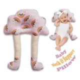 Baby Hugging Pillow for Head Shaping and Neck Support - Pink Rainbow neck Support Pillow - NeonateCare India