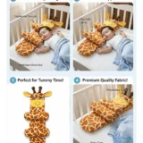 Pillow with Side bolsters Sweat free and comfort pillow- Brown Giraffe Print adjustable pillow - NeonateCare India