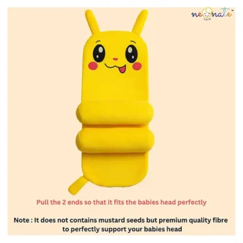 Adjustable Grow with me fit Perfect Airflow Sweat Free Comfort Neck Pillow - Yellow Pikachu - NeonateCare India