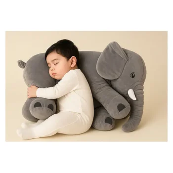Elephant Shaped Plush Pillow Cum Soft Toy - Grey - NeonateCare India