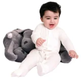 Elephant Shaped Plush Pillow Cum Soft Toy - Grey - NeonateCare India