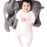 Elephant Shaped Plush Pillow Cum Soft Toy - Grey - NeonateCare India