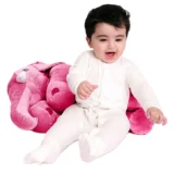 Elephant Shaped Plush Pillow Cum Soft Toy - Pink - NeonateCare India