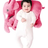 Elephant Shaped Plush Pillow Cum Soft Toy - Pink - NeonateCare India