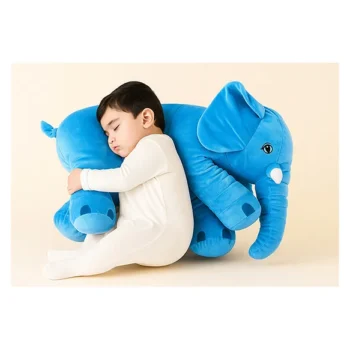 Elephant Shaped Plush Pillow Cum Soft Toy - sky Blue - NeonateCare India