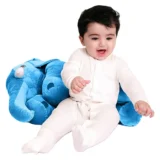 Elephant Shaped Plush Pillow Cum Soft Toy - sky Blue - NeonateCare India