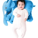 Elephant Shaped Plush Pillow Cum Soft Toy - sky Blue - NeonateCare India