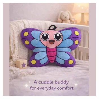 Butterfly Soft Toy Pillow | Ultra-Soft Plush Baby Pillow | Non-Toxic & Gentle for Kids - Butterfly Pillow purple - NeonateCare India