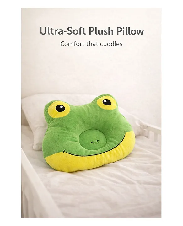 21891396a Cute Frog Plush Pillow | Ultra-Soft Plush Baby Pillow | Non-Toxic & Gentle for Kids - Frog Pillow - NeonateCare India