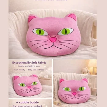 Butterfly Soft Toy Pillow | Ultra-Soft Plush Baby Pillow | Non-Toxic & Gentle for Kids - Pink Cat Pillow - NeonateCare India