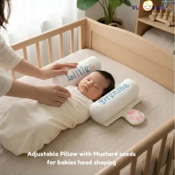 Adjsutable Pillow with Mustard seeds - Little Dreams White pillow with Mustard seeds - NeonateCare India
