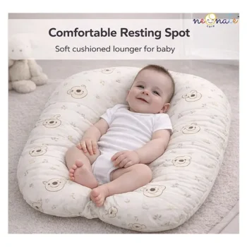 Baby Nest Soft Lounger for Newborns and Infants- - Cream teddy print Lounger - NeonateCare India