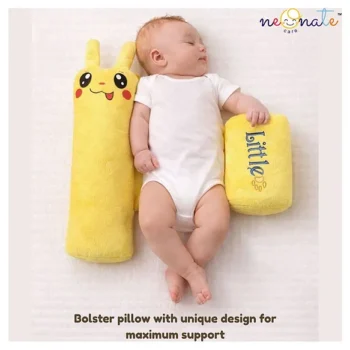Baby Anti Roll Side Bolsters Pillow - Yellow Little printed - NeonateCare India