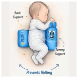 Baby Anti Roll Side Bolsters Pillow - Dark Blue Little printed - NeonateCare India
