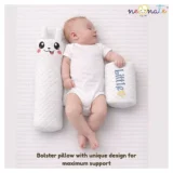 Baby Anti Roll Side Bolsters Pillow - white Little printed - NeonateCare India
