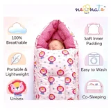Baby Sleeping Cum Carrying Bag - Pink Lion sleeping bag - NeonateCare India