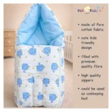 Baby Sleeping Cum Carrying Bag - Blue elephant sleeping bag - NeonateCare India