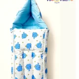 Baby Sleeping Cum Carrying Bag - Blue elephant sleeping bag - NeonateCare India