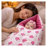 Baby Sleeping Cum Carrying Bag - pink elephant sleeping bag - NeonateCare India