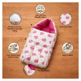 Baby Sleeping Cum Carrying Bag - pink elephant sleeping bag - NeonateCare India