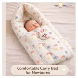 Baby Muslin Sleeping Cum Carrying Bag - rainbow ballon print sleeping bag - NeonateCare India