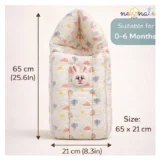 Baby Muslin Sleeping Cum Carrying Bag - rainbow ballon print sleeping bag - NeonateCare India