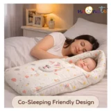 Baby Muslin Sleeping Cum Carrying Bag - rainbow ballon print sleeping bag - NeonateCare India