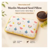 pure muslin pillow with mustard seeds - Rainbow muslin pillow 700 gm pipin design - NeonateCare India