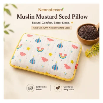 pure muslin pillow with mustard seeds - Rainbow muslin pillow 700 gm pipin design - NeonateCare India
