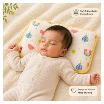 pure muslin pillow with mustard seeds - Rainbow muslin pillow 700 gm pipin design - NeonateCare India