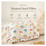pure muslin pillow with mustard seeds - Rainbow muslin pillow 700 gm fril design - NeonateCare India