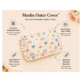 pure muslin pillow with mustard seeds - Rainbow muslin pillow 700 gm fril design - NeonateCare India