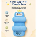 Newborn baby Adjustable pillow Perfect Airflow Sweat Free Newborn baby pillow - Light Blue Penguin adjustable pillow - NeonateCare India