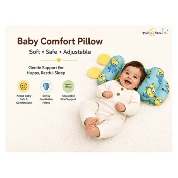 Newborn baby Adjustable pillow Perfect Airflow Sweat Free Newborn baby pillow - Blue minion adjustable pillow - NeonateCare India