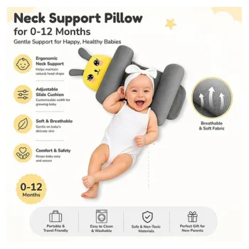 Newborn baby Adjustable pillow Perfect Airflow Sweat Free Newborn baby pillow - grey adjustable pillow - NeonateCare India