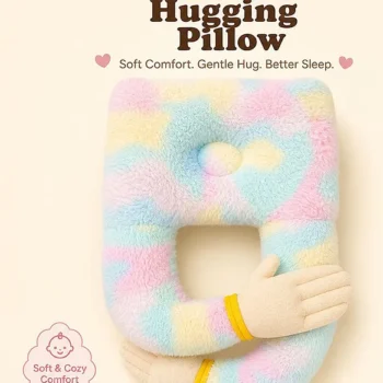Baby Hugging Pillow for Head Shaping|Neck Support New Born Baby Infant Soft,Plush Pillow - RainBow Fur Peach Hand Hugging Pilllow - NeonateCare India
