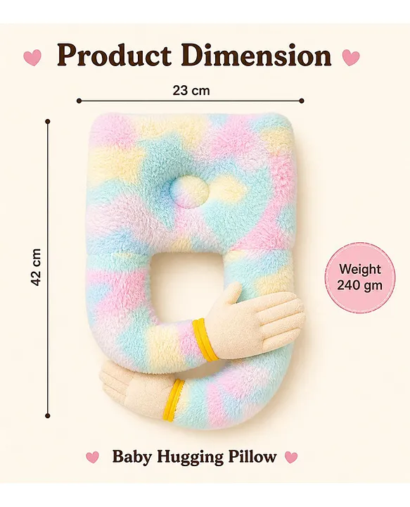 Baby Hugging Pillow for Head Shaping|Neck Support New Born Baby Infant Soft,Plush Pillow - RainBow Fur Peach Hand Hugging Pilllow