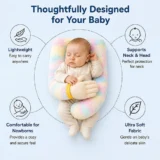 Baby Hugging Pillow for Head Shaping|Neck Support New Born Baby Infant Soft,Plush Pillow - RainBow Fur Peach Hand Hugging Pilllow - NeonateCare India