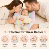 Baby Hugging Pillow for Head Shaping|Neck Support New Born Baby Infant Soft,Plush Pillow - RainBow Fur Peach Hand Hugging Pilllow - NeonateCare India