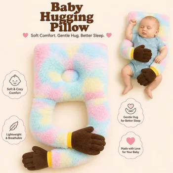 Baby Hugging Pillow for Head Shaping|Neck Support New Born Baby Infant Soft,Plush Pillow - RainBow Fur Brown Hand Hugging Pilllow - NeonateCare India