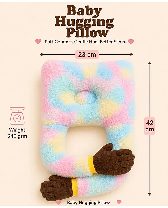 Baby Hugging Pillow for Head Shaping|Neck Support New Born Baby Infant Soft,Plush Pillow - RainBow Fur Brown Hand Hugging Pilllow