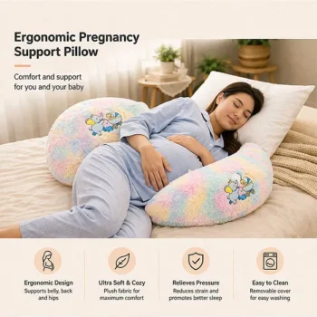 Maternity Pillow/Dual Pregnancy Wedge Pillows for Back & Belly Support - Rainbow Fur pregnancy pillow - NeonateCare India